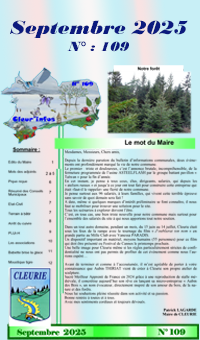 Feuillet d'informations communales de Cleurie de septembre 2025