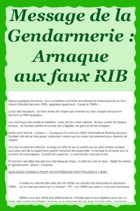 Message de la Gendarmerie - arnaque aux faux RIB