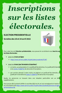 Inscription sur les listes électorales pour les élections présidentielles